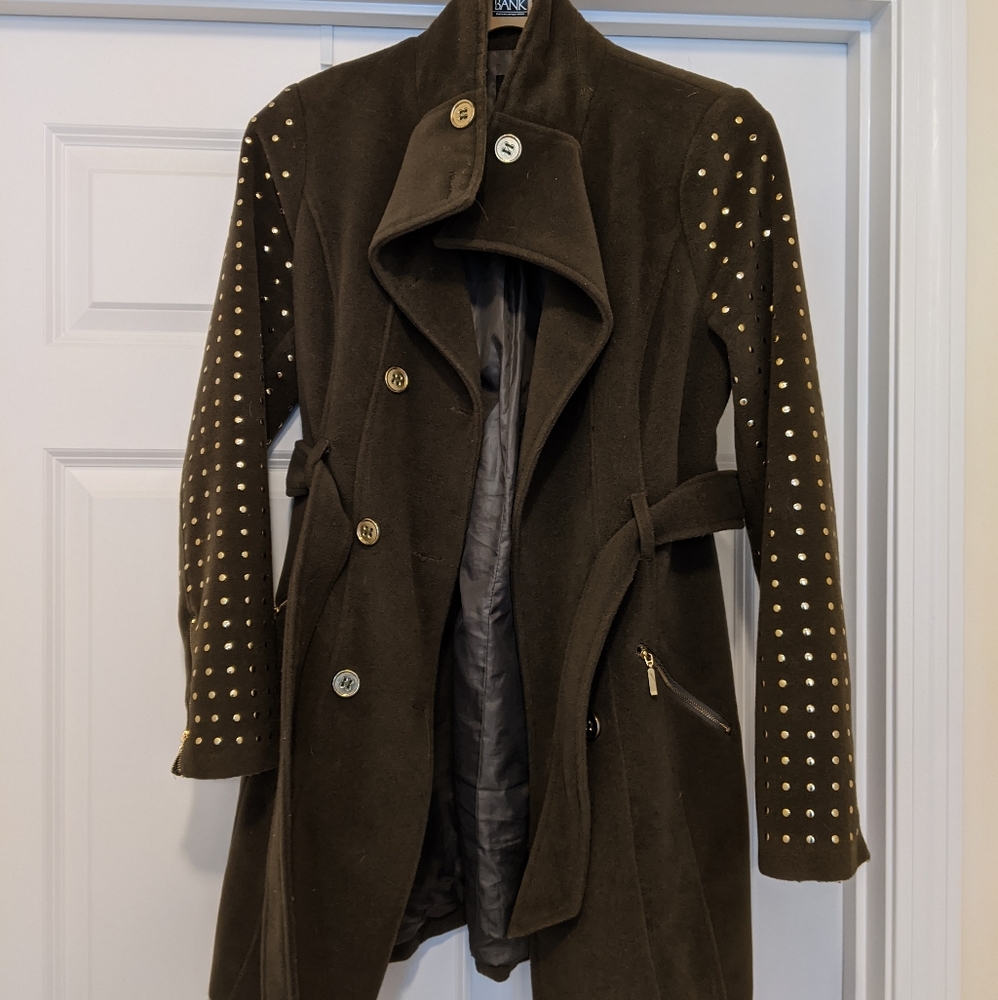 Gorgeous Bebe Olive Green Belted Coat Size M